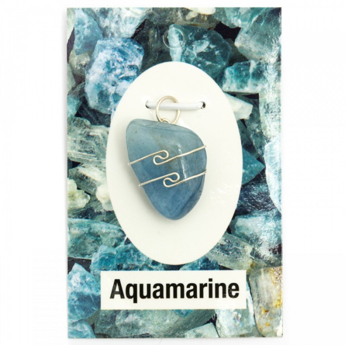 Μενταγιόν Ακουαμαρίνα Aquamarine - Ασημένιο Δέσιμο Μενταγιόν